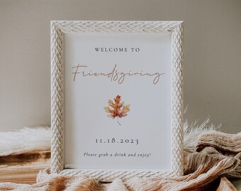 Thanksgiving Welcome Sign | Thanksgiving Decor | Printable Signs | Friendsgiving Fall Sign| Thankful Sign