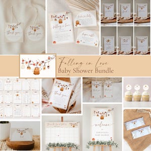 Falling In Love Baby Shower Bundle | Boy Autumn Baby Shower Package | Fall in Love Baby Shower Decor | Fall Baby Shower Set f4
