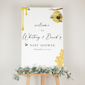 Bee Baby Shower Welcome Sign, Editable Bee Template, Instant Download