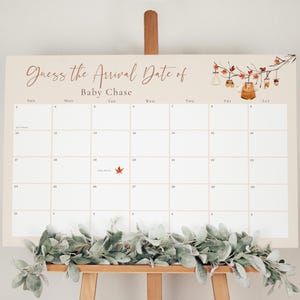 Falling in Love Due Date Kalender | Herbst-Babypartyspiel | Herbst Guess the Date Kalender | Errate das Fälligkeitsdatum Template f4