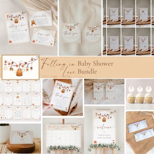 Falling In Love Baby Shower Bundle | Editable Autumn Baby Shower Package | Fall in Love Baby Shower Decor | Fall Baby Shower Set f4