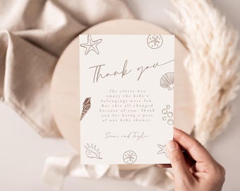 Sea You Soon Baby Shower Thank You Notes | Ocean Theme Thank You Cards | Beach Party Favor Thank You Cards f54
