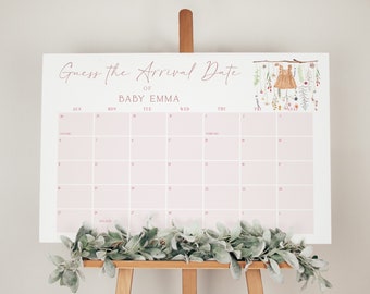Calendario para adivinar la fecha de llegada con baby shower de flores silvestres estilo bohemio / Adivina la fecha de parto / Adivina el nacimiento del bebé / Descarga instantánea 22