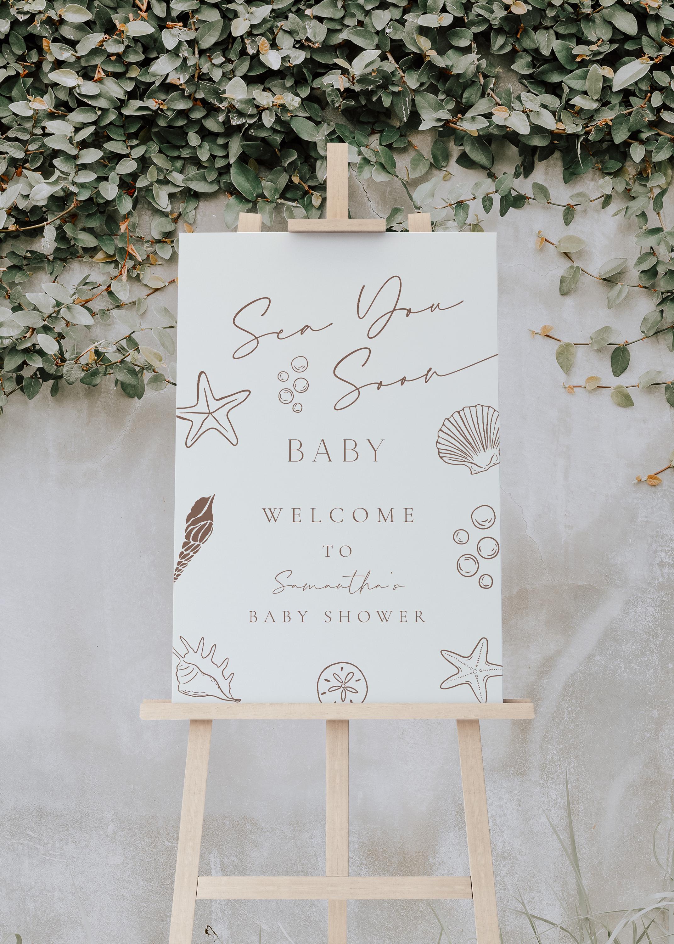 Sea You Soon Baby Shower Welcome Sign | Printable Sign Ocean Theme ...