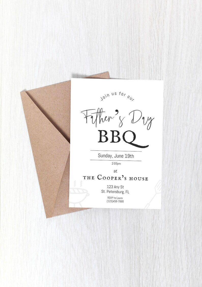 Instant Minimalist Download Father’s Day Invitation, Father’s Day Dinner, Father’s Day BBQ Invitation, Father’s Day Celebration Downloadable image 2