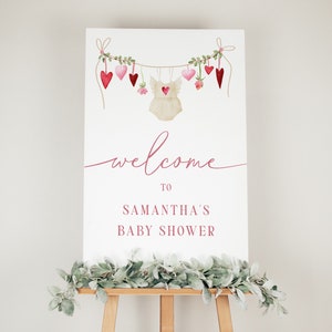 A Little Sweetheart Baby Shower Welcome Sign | Editable Valentine Baby Shower Welcome Sign | Hearts Printable Poster | Instant Download 555