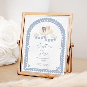 Custom Sign Cielito Lindo Baby Shower | Blue Papel Picado Baby Shower Signs | Boy Baby Shower Table Signs | Printable Signs 444