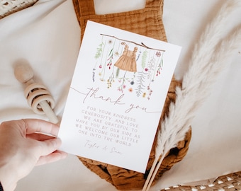 Boho Wildflower Baby Shower Thank You Notes | Baby in Bloom Thank You Card | Baby Shower Thank You Notes | Instant Download 22
