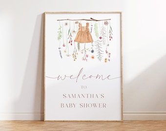 Boho Wildflower Baby Shower Welcome Sign  | Flower Welcome Sign | Printable Poster | Girl Baby Shower 21