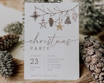 Christmas Party Invitation | Editable Christmas Dinner Invitation | Holiday Party Invitation Template | Instant Download
