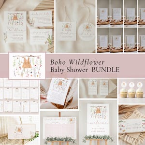 Boho Wildflower Baby Shower Bundle | Editable Wildflower Baby Shower Package | Baby In Bloom Baby Shower Set | Instant Download 22