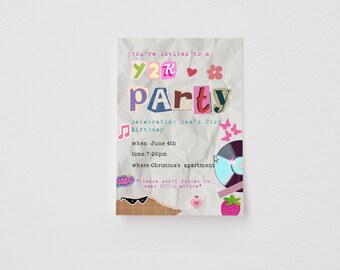 Y2K Party Invite | 2000S Birthday Invitation | Early 2000S Themed Party Invitation | Editable Printable Template