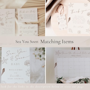 Zestaw zaproszeń na baby shower Sea You Soon | Edytowalny baby shower w stylu morskim | Zestaw zaproszeń neutralnych pod względem płci | Letnie zaproszenie z muszlami f54 zdjęcie 4