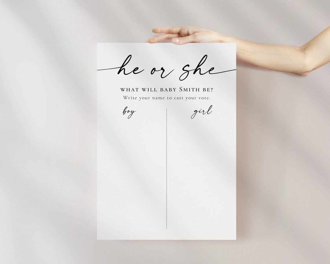 He or She Gender Reveal Board, What Will Baby Be, Cast Your Vote ...