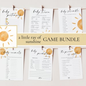 Little Ray Of Sunshine Baby Shower Games | Sunshine Baby Shower Games Bundle | Here Comes the Son Baby Shower Games | Summer Baby Shower