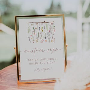 Enseigne personnalisée d'anniversaire de fleurs sauvages | Modèle floral modifiable | Décoration de premier anniversaire | Téléchargement instantané | Signe d'anniversaire sauvage et solitaire 22