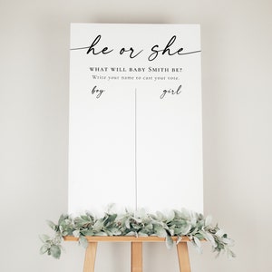 He or She Gender Reveal Board, What will baby be, Cast your Vote, Instant Download