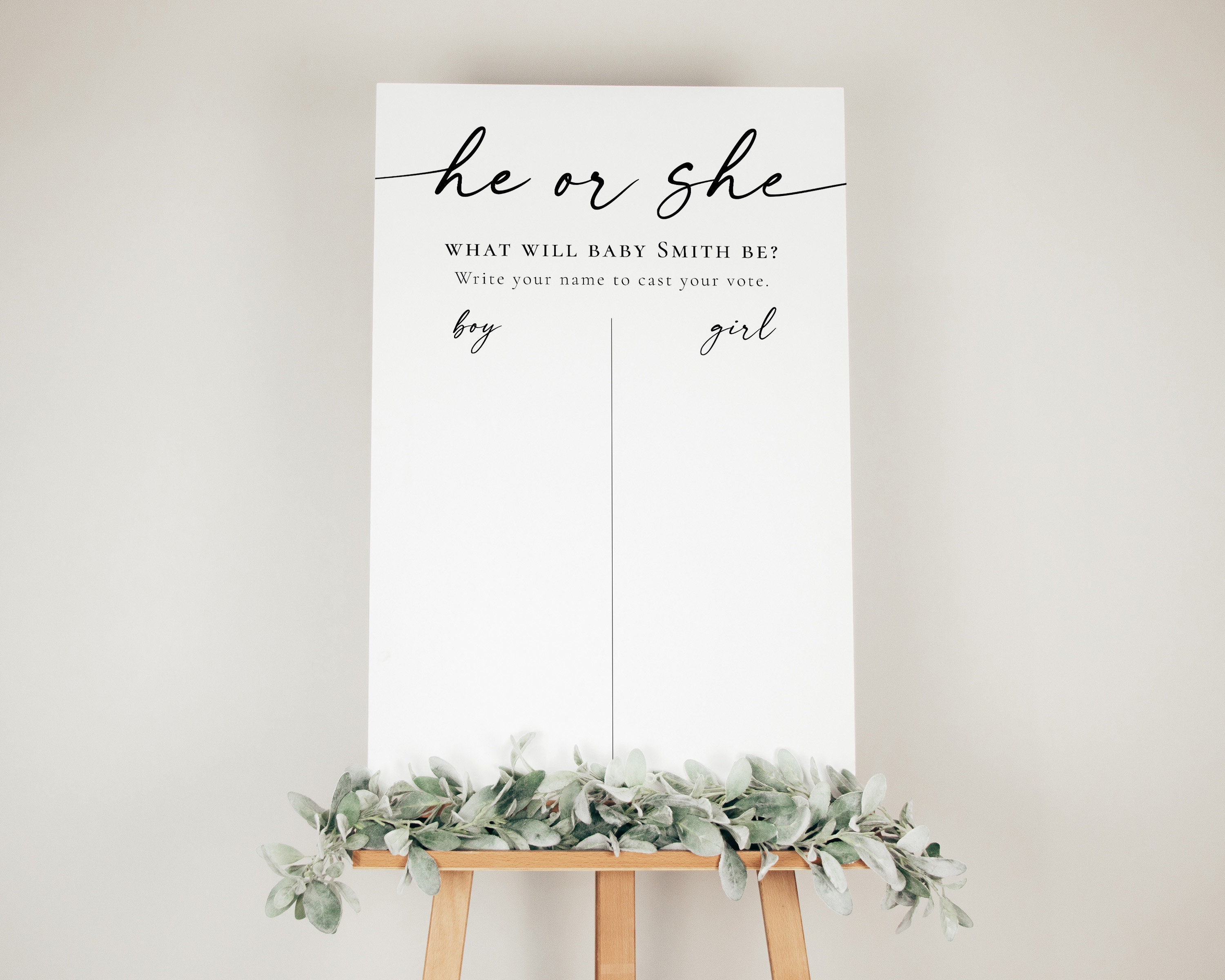 He or She Gender Reveal Board, What Will Baby Be, Cast Your Vote ...