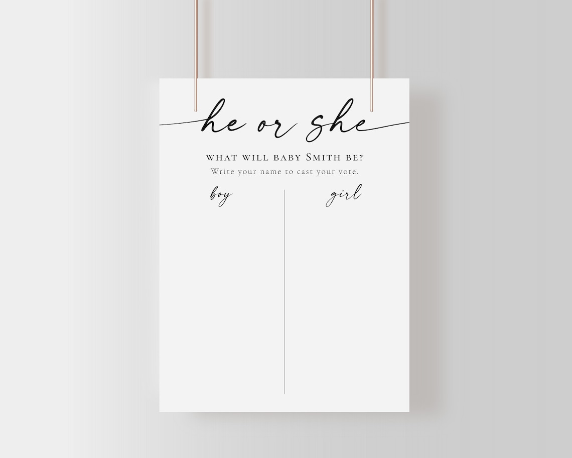 He or She Gender Reveal Board, What Will Baby Be, Cast Your Vote ...
