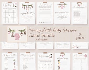 Goda små babyshower-spel | Rosa jul babyshower-spelpaket | Redigerbara babyshower-spel | Direkt nedladdning 25