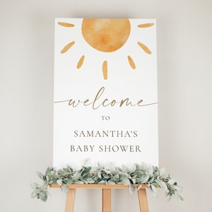 Little Ray of Sunshine Welcome Sign Baby Shower | Here Comes the Son Welcome Banner | Instant Download