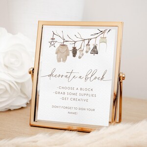 Blockschild Winter Babyparty dekorieren | Block Dekoration Station Merry Little Baby Shower | Digitales Template 25