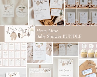Merry Little Baby Shower Bundle | Printable Merry Little Baby Shower Bundle | Winter Baby Shower Gender Neutral Set | Instant Download | 25