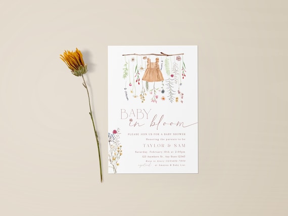 Boho Wildflower Baby Shower Invite Bundle | Wildflower Baby Shower Invitation | Baby in Bloom Baby Shower | Editable Template 22