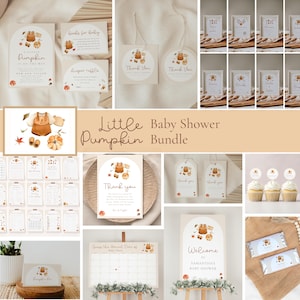 Little Pumpkin Baby Shower Bundle | Autumn Baby Shower Package | Pumpkin Baby Shower Set | Fall Baby Shower Bundle | Editable Templates