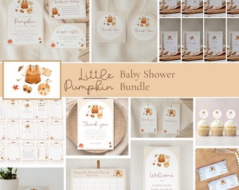 Little Pumpkin Baby Shower Bundle | Autumn Baby Shower Package | Pumpkin Baby Shower Set | Fall Baby Shower Bundle | Editable Templates