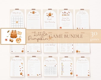 Little Pumpkin Baby Shower Games Bundle | Fall Baby Shower Games | Editable Baby Shower Games Pack | Autumn Baby Shower | Instant Download
