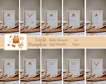 Little Pumpkin Baby Shower Sign Bundle | Fall Pumpkin Baby Shower Table Signs | Autumn Baby Shower Signs | Pumpkin Baby Shower Decorations