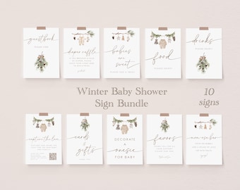A Little Merry Baby Shower Table Party Sign | Christmas Baby Shower Signs | Winter Baby Shower | Instant Download 25