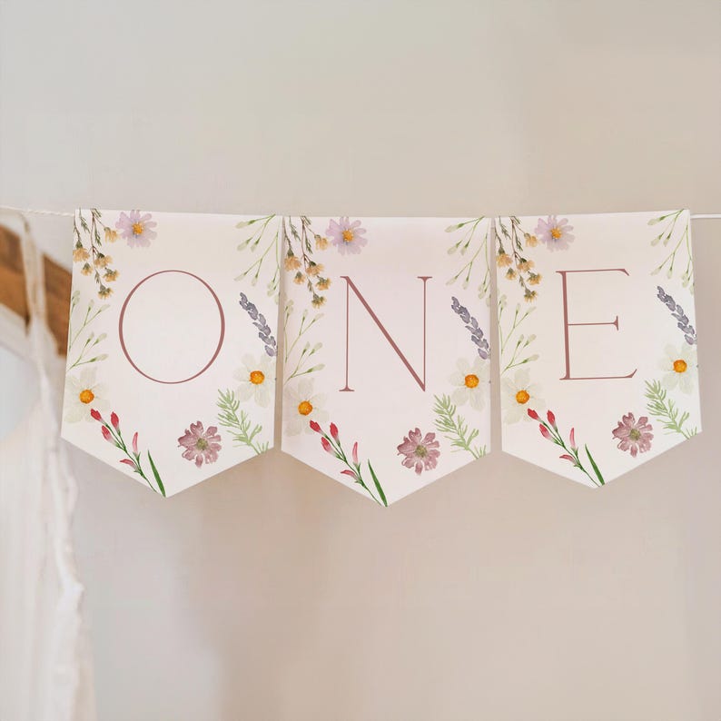 Boho Wildflower First Birthday Banner | High Chair ONE Bounty First Birthday Decor | Wild and Onederful Birthday Theme 22