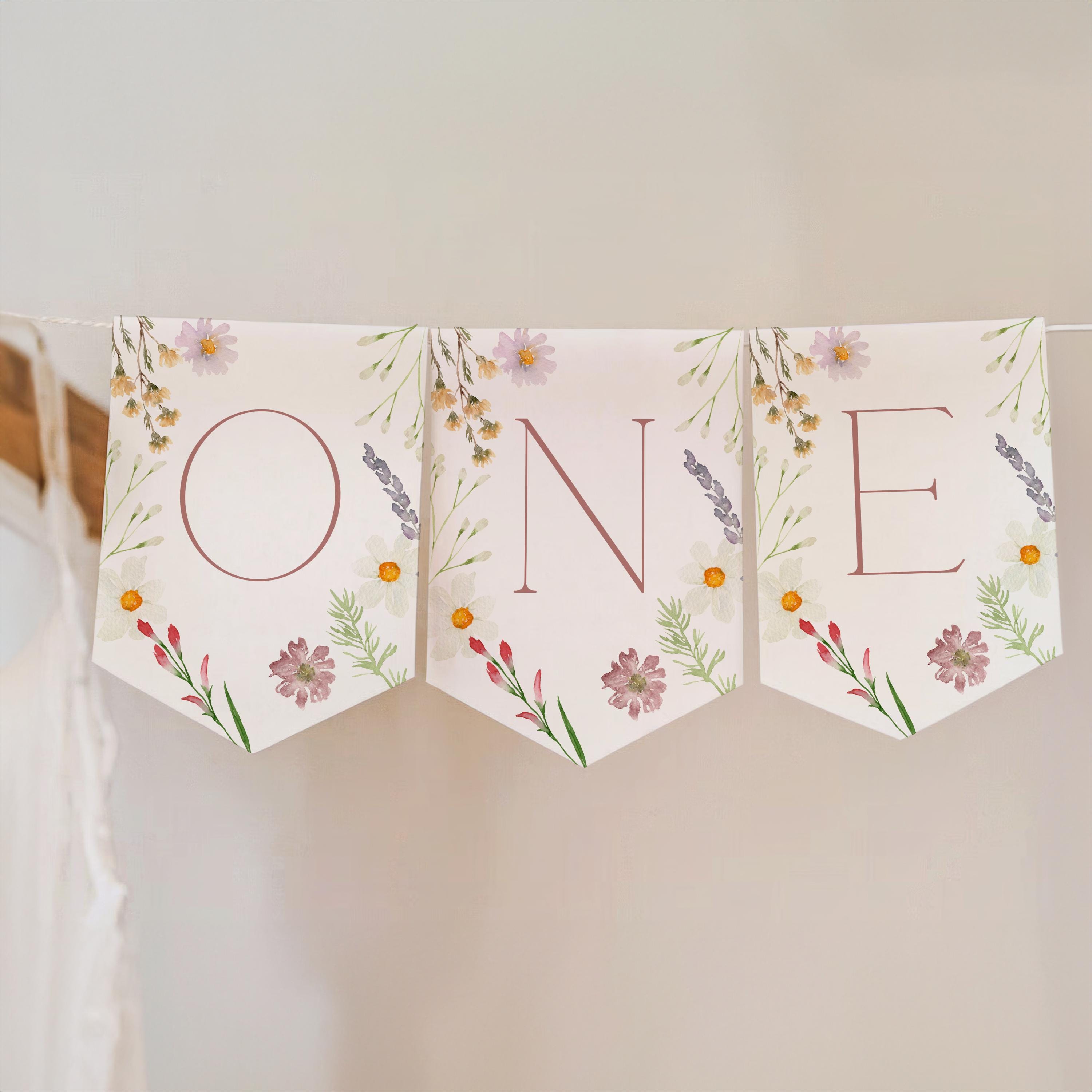 Boho Wildflower First Birthday Banner | High Chair ONE Bounty First Birthday Decor | Wild and Onederful Birthday Theme 22