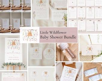 Boho Wildflower Baby Shower Bundle | Editable Wildflower Baby Shower Package | Baby In Bloom Baby Shower Set | Instant Download 22