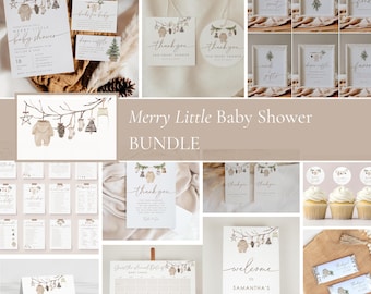 Merry Little Baby Shower Bundle | Printable Merry Little Baby Shower Bundle | Winter Baby Shower Gender Neutral | Instant Download | 25