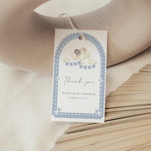 Cielito Lindo Baby Shower Blue Thank You Tag | Papel Picado Favor Tag | Fiesta Baby Shower 444
