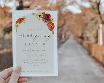 Friendsgiving Dinner Invitation | Friends Casual Thanksgiving | Friendsgiving Party | Thanksgiving Dinner | Editable Thanksgiving Invite