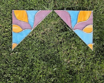 Corner Panels (set of two) Stained Glass Interior Accent with Lead Free Solder