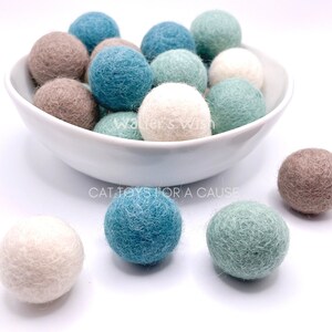 COASTAL Teal Wool Felt Balls | 2cm Felted Balls | Cat Toys | Small Felt Balls | Loose Felt Balls | Kicker Toys for Kitten, Cat, Ferret, Rat