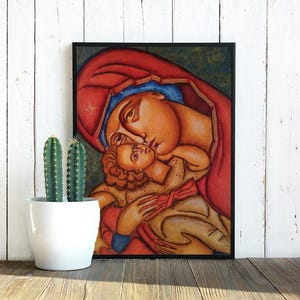 Theotokos Byzantine Icon Digital Download | Sacred Mary & Child Instant Religious Art Print