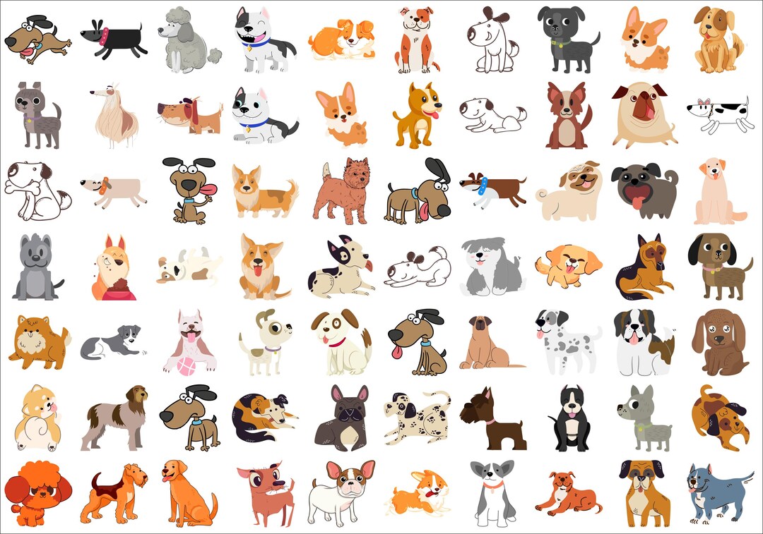 Dog Clipart Set - Hand Drawn Dog Breeds - Small, Medium and Large Dogs ...