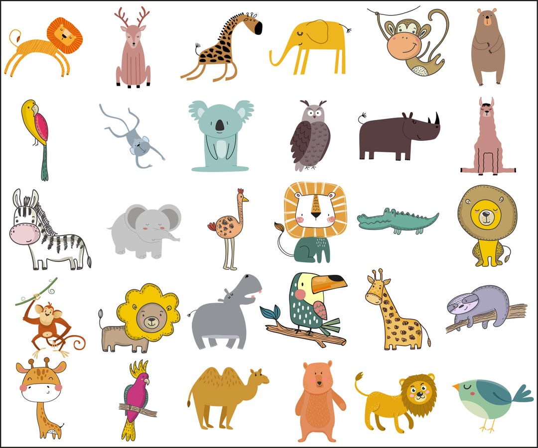 Jungle Animals Clipart Set: Nursery Decor, SVG & PNG (digital Download ...