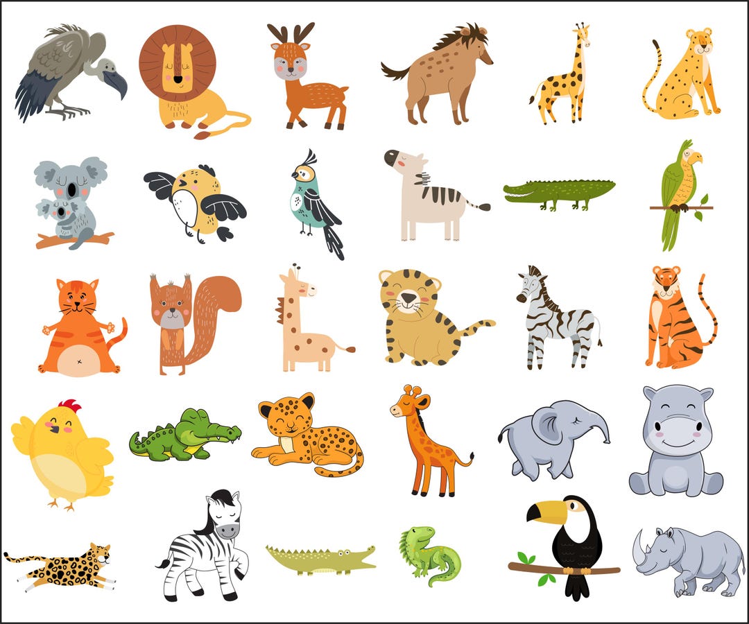 Safari Animals Clipart Set: Jungle Theme, Nursery Art (digital Download ...