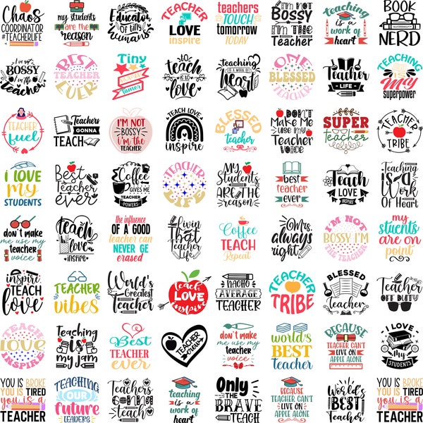 400+ Teacher Svg Bundle, Teacher Quote Svg, Teacher Svg, School Svg, Teacher Life Svg