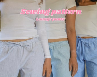 Lounge Pants Sewing Pattern- Wide leg- Printable- Pdf sewing pattern