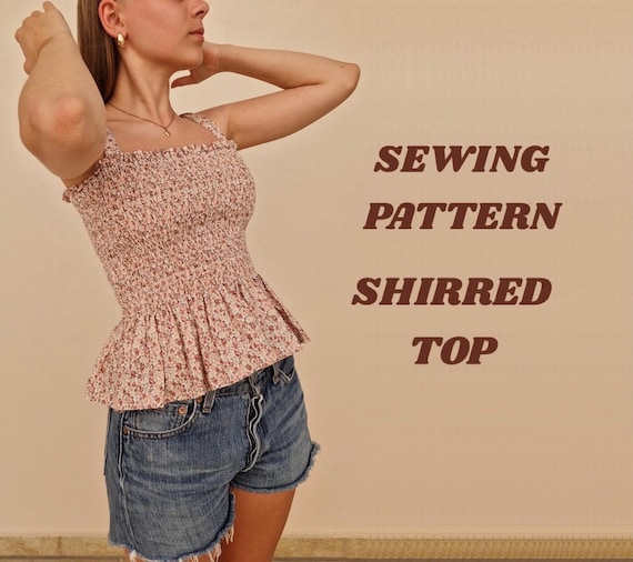 一番人気物 Shirred Top Etsy - Pattern Sewing トップス