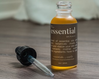 The Essential Serum – una mezcla de aceites esenciales y botánicos orgánicos hechos para enriquecer y vitalizar la piel y el cabello