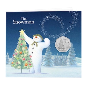 Pièce de 50 pence du Royaume-Uni, cadeau de Noël Le bonhomme de neige 2024 dans un paquet scellé
